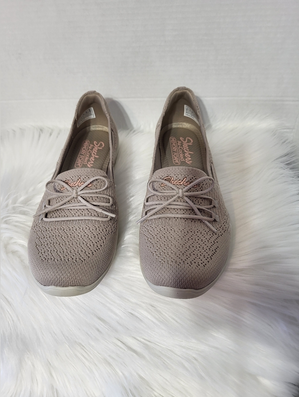 Skeckers Women's Knit Casual Slip-On Sneakers in Taupe, Size 9